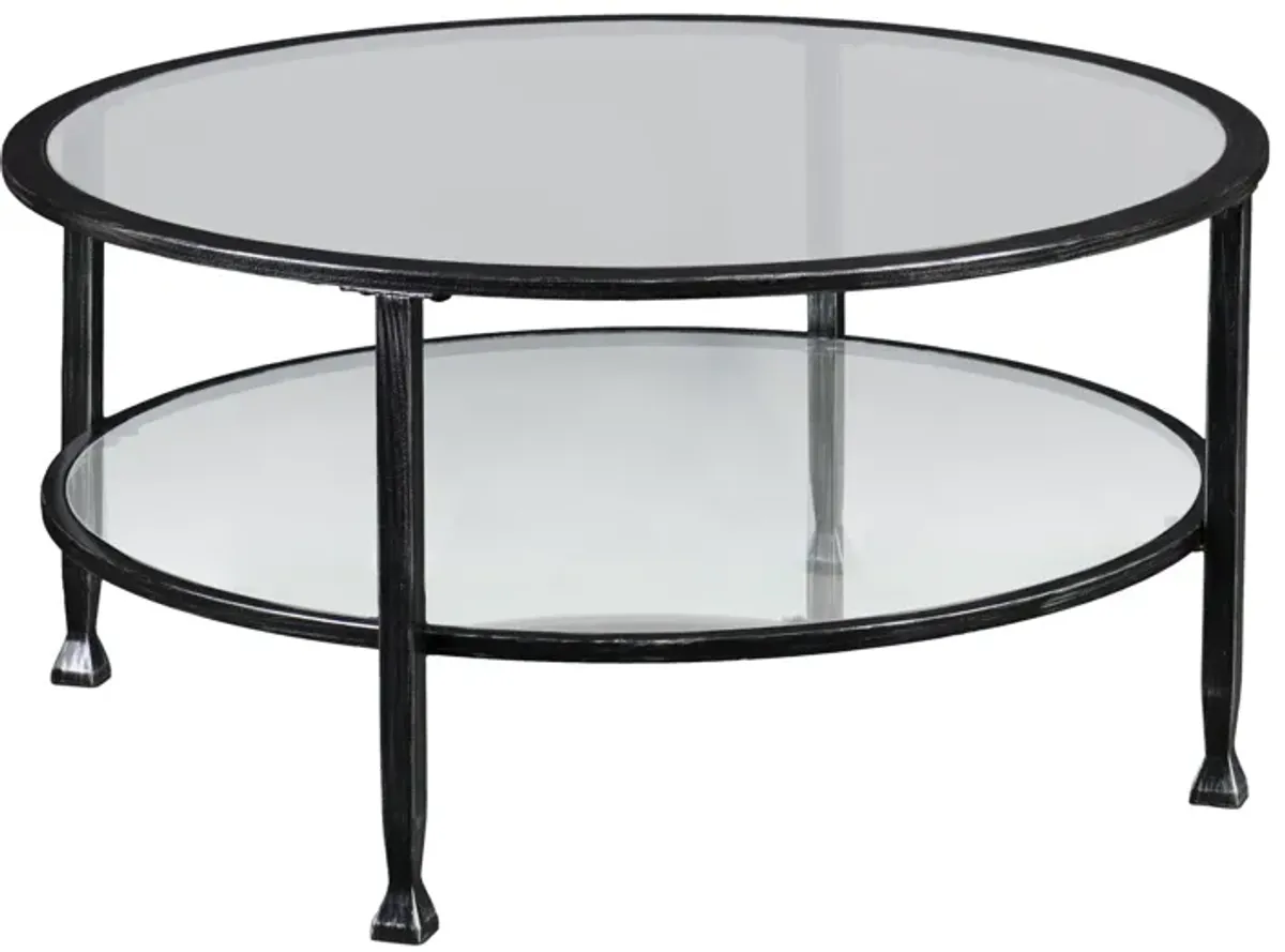 Hivvago 36" Black Glass And Metal Round Coffee Table