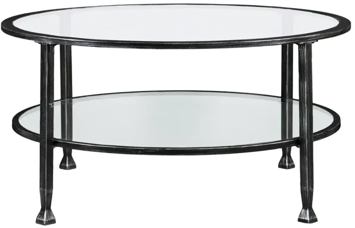 Hivvago 36" Black Glass And Metal Round Coffee Table