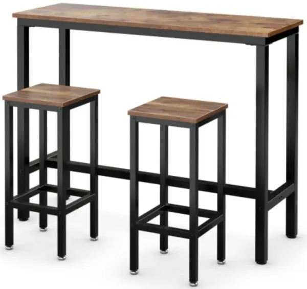 3 Pieces Counter Height Bar Furniture Set with Backless Stools