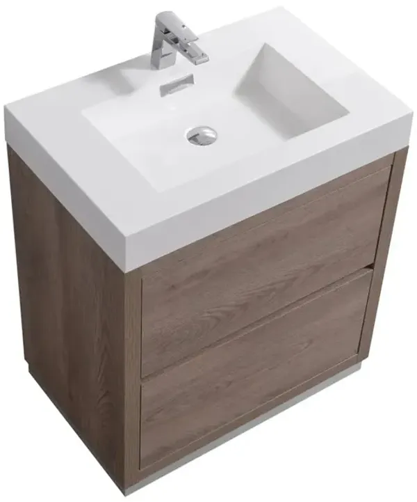 Kubebath Bliss 30 Butternut  Free Standing Modern Bathroom Vanity