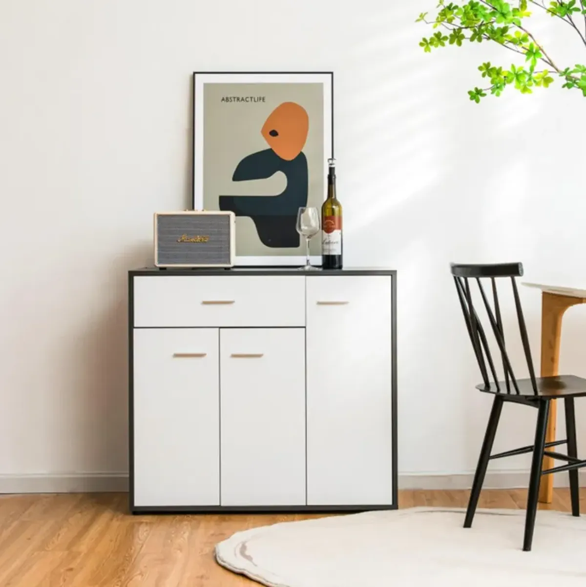 Hivvago Buffet Sideboard Storage Cabinet with Spacious Table Top