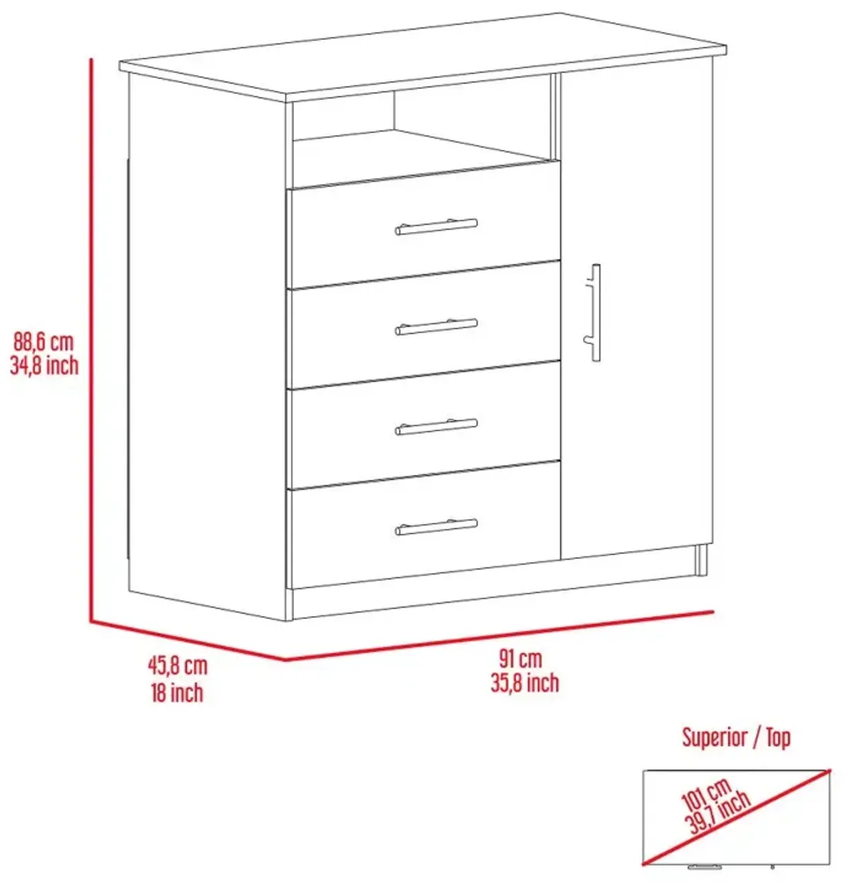 Dresser Beaufort, Bedroom, White