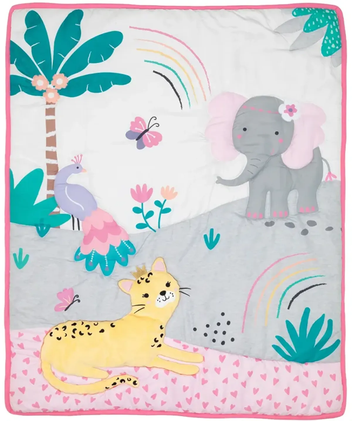 Bedtime Originals Rainbow Jungle Elephant/Leopard 3-Piece Baby Crib Bedding Set