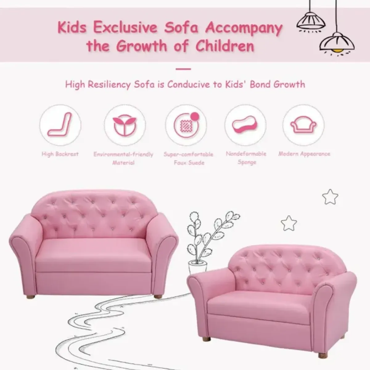 Hivvago Kids Princess Armrest Chair Lounge Couch