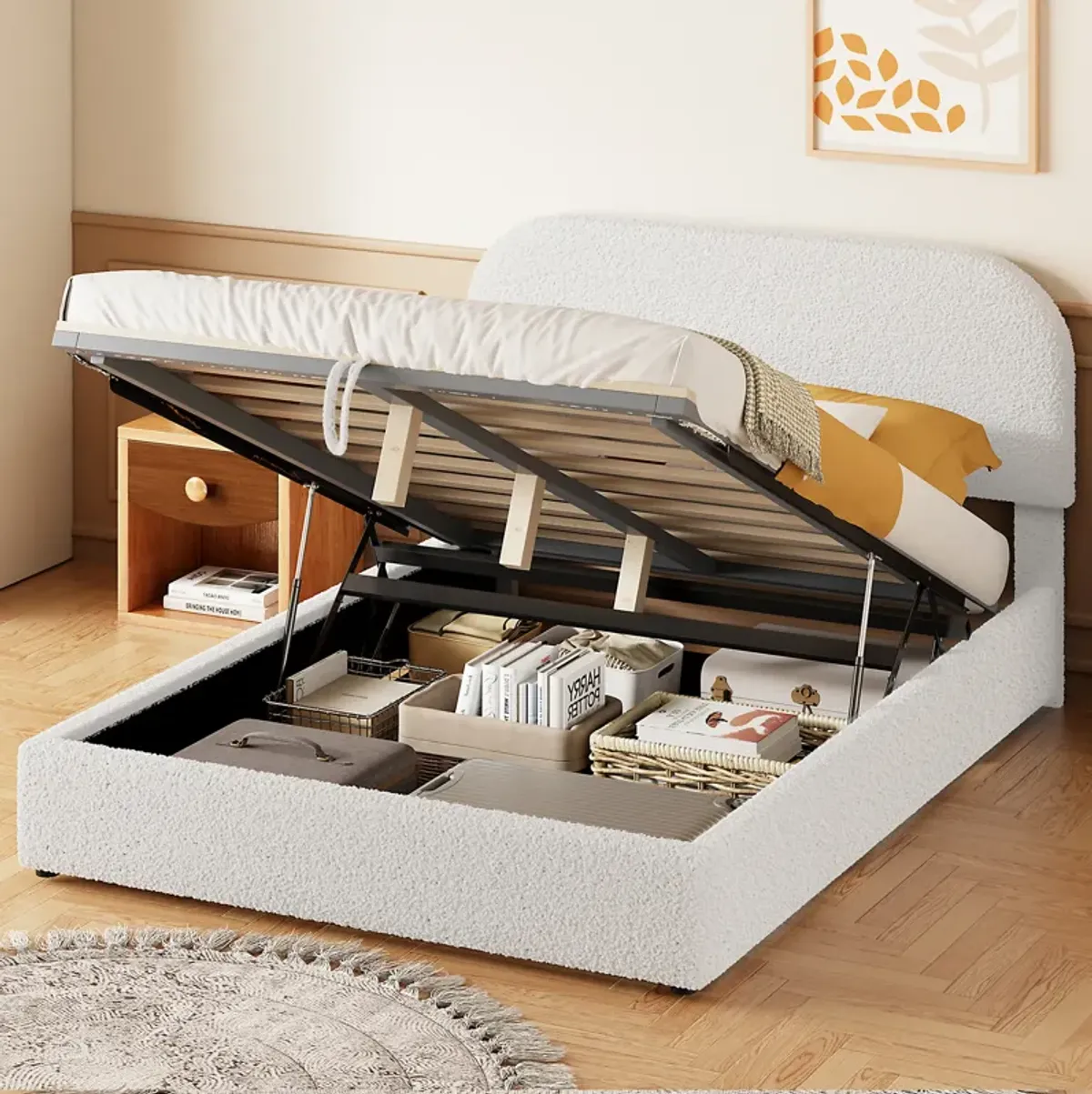 Merax Teddy Platform Bed with Hydraulic Storage System