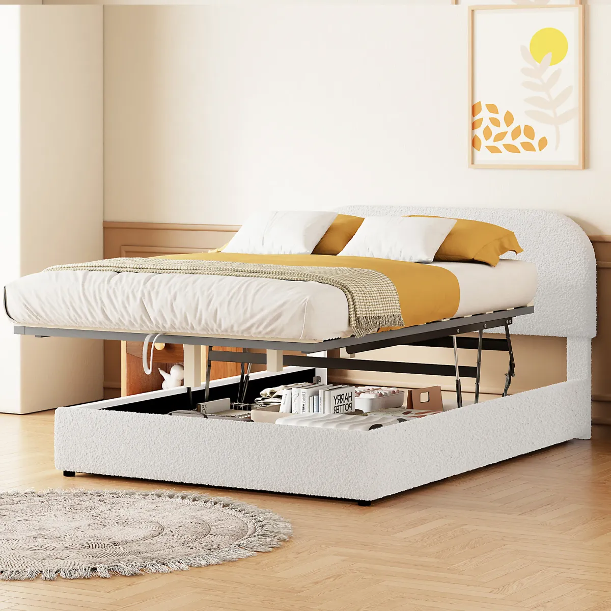 Merax Teddy Platform Bed with Hydraulic Storage System