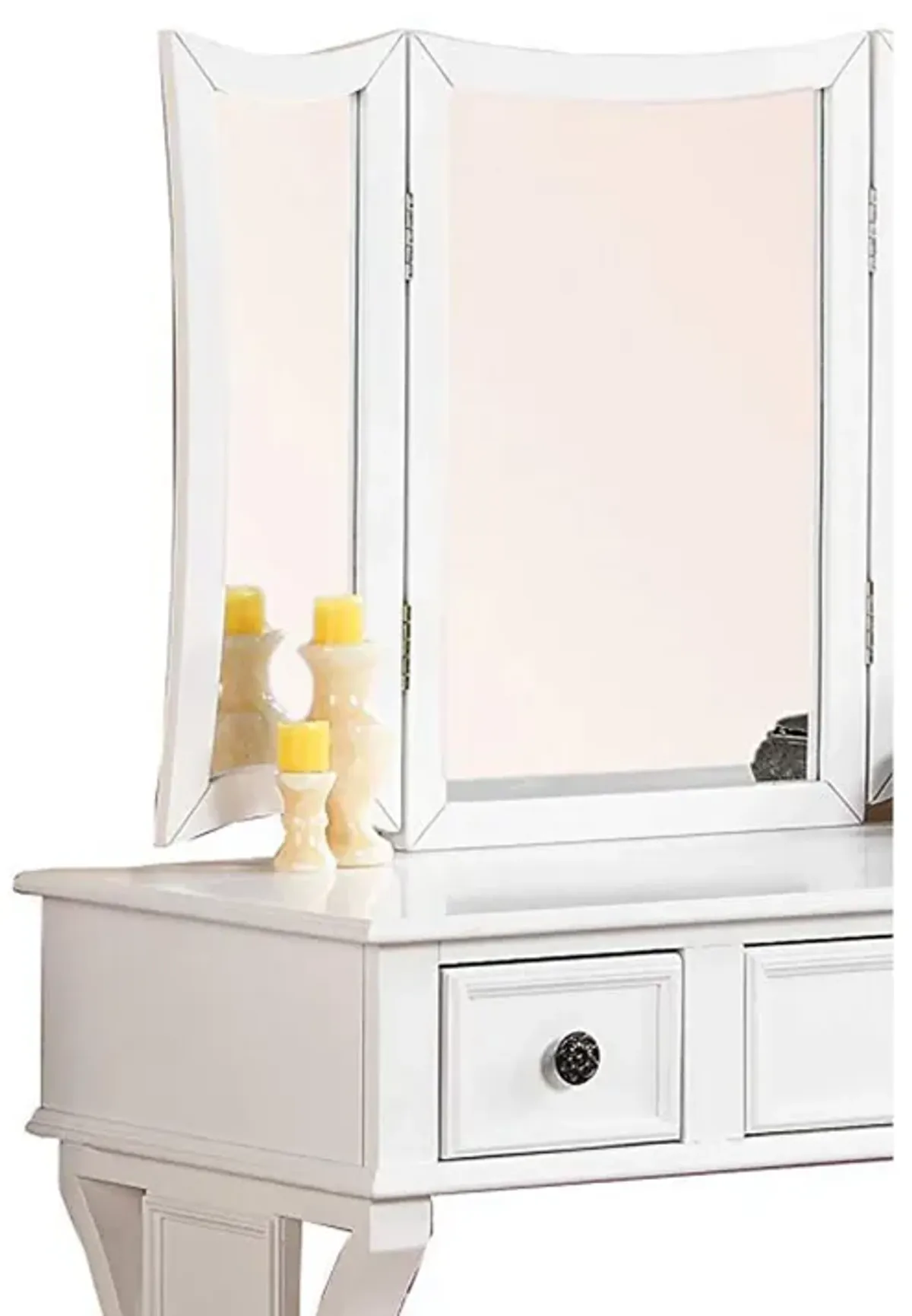 Modish Vanity Set Featuring Stool And Mirror White-Benzara