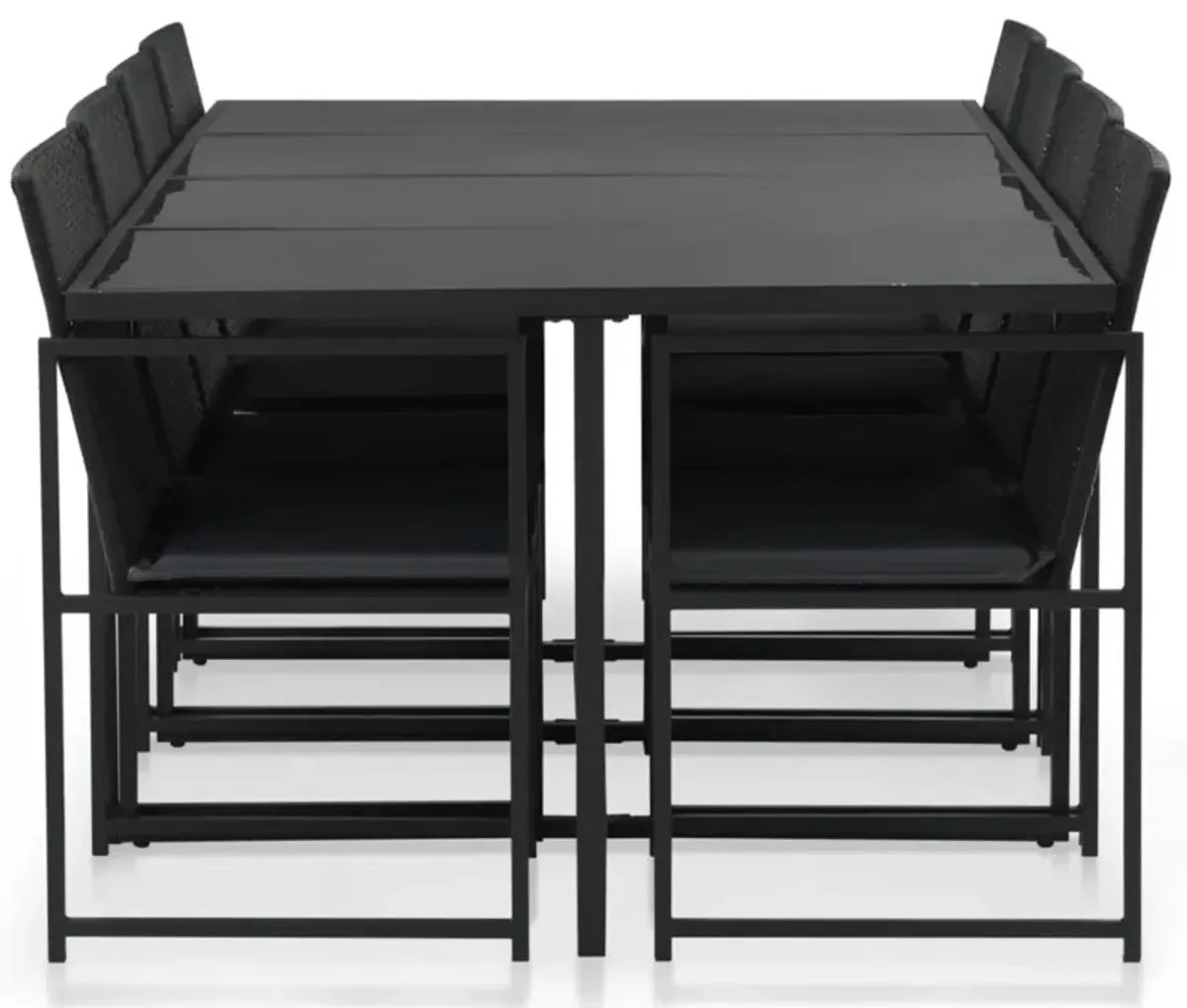 vidaXL 9 Piece Outdoor Dining Set with Cushions Poly Rattan Black