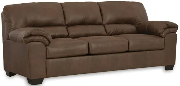 Limu Sofa Sleeper with Full Size Pull Out Mattress, Brown Faux Leather - Benzara