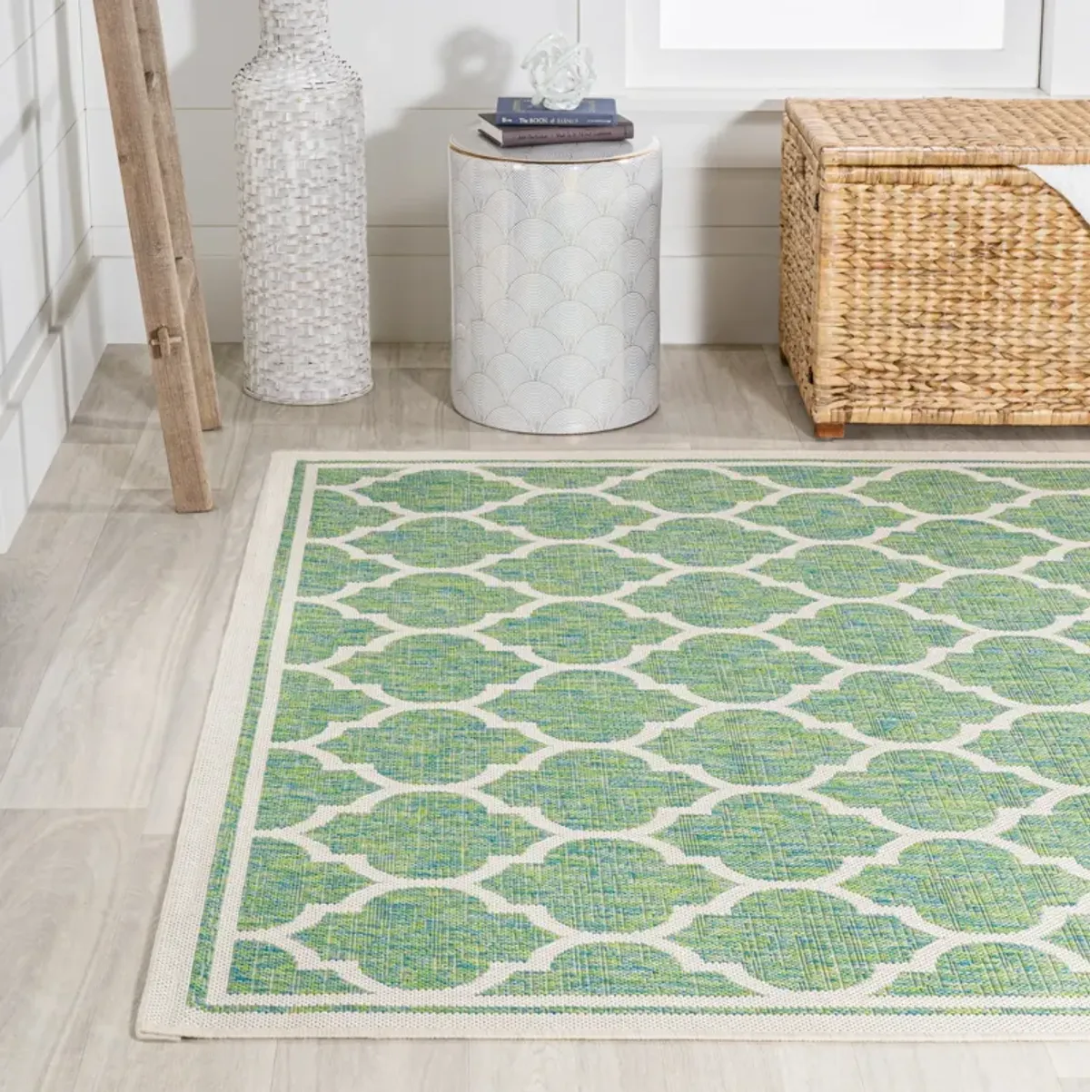 Trebol Moroccan Trellis Textured Weave Indoor/Outdoor Area Rug