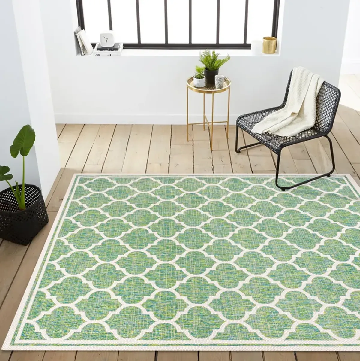 Trebol Moroccan Trellis Textured Weave Indoor/Outdoor Area Rug