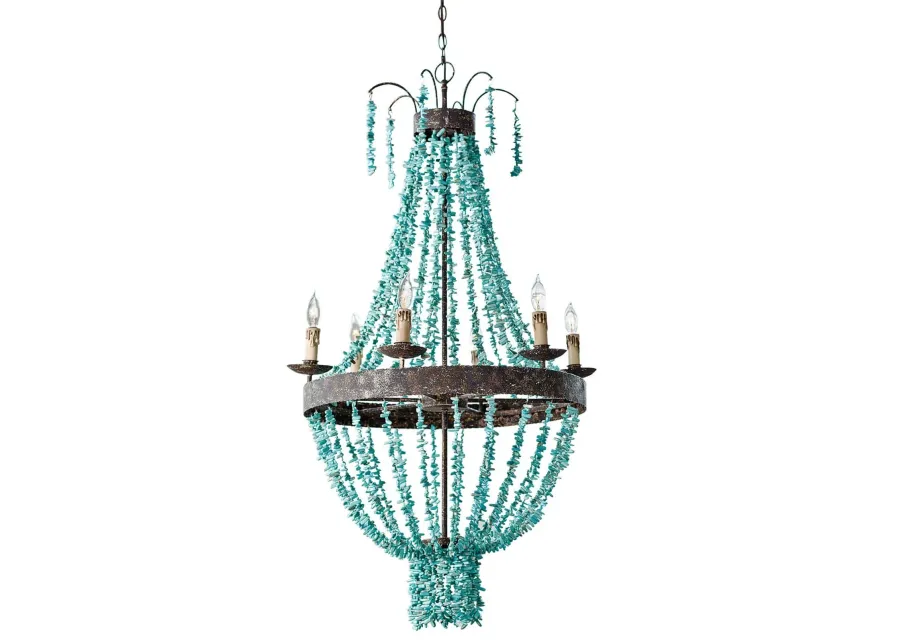 Beaded Turquoise Chandelier