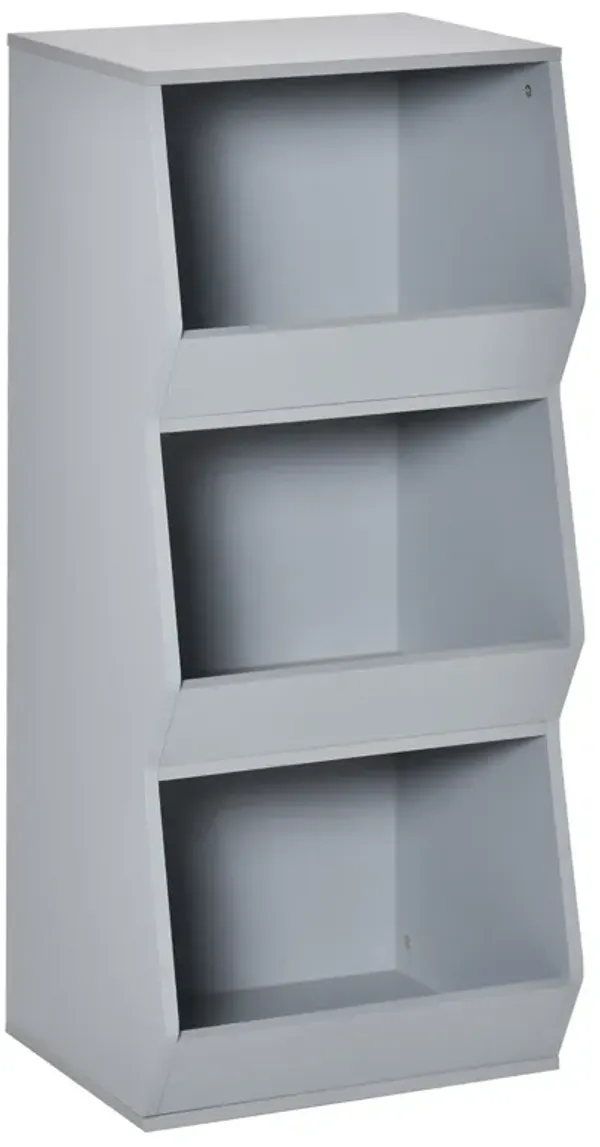 3-Shelf Organizer Dresser Kids Storage Shelf Toys, Games, Books, Ages 3+, Grey