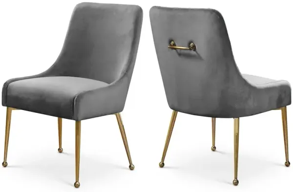 Meridian Furniture Owen Grey Velvet Dining Chair, Set of 2