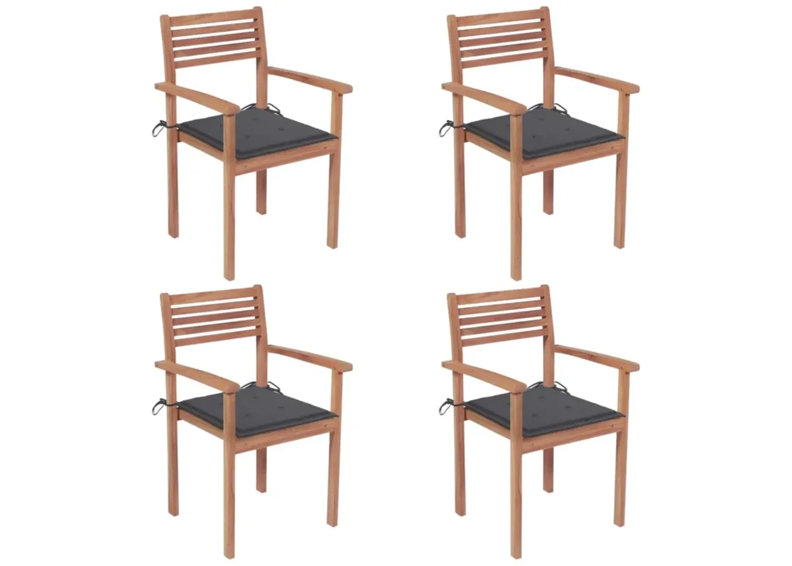 vidaXL Garden Chairs 4 pcs with Anthracite Cushions Solid Teak Wood