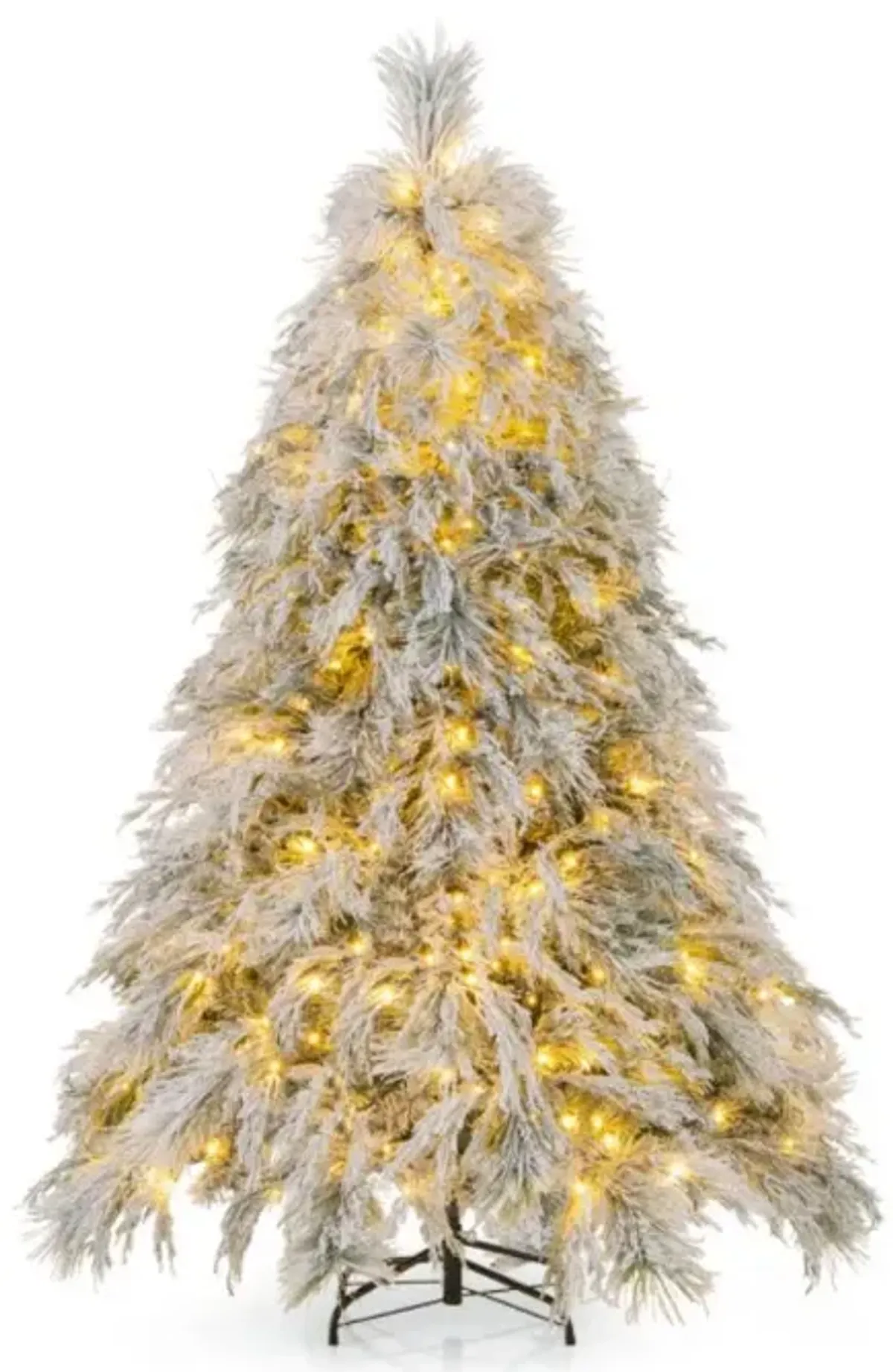 Pre-Lit Snow Flocked Christmas Tree with Warm White LED Lights