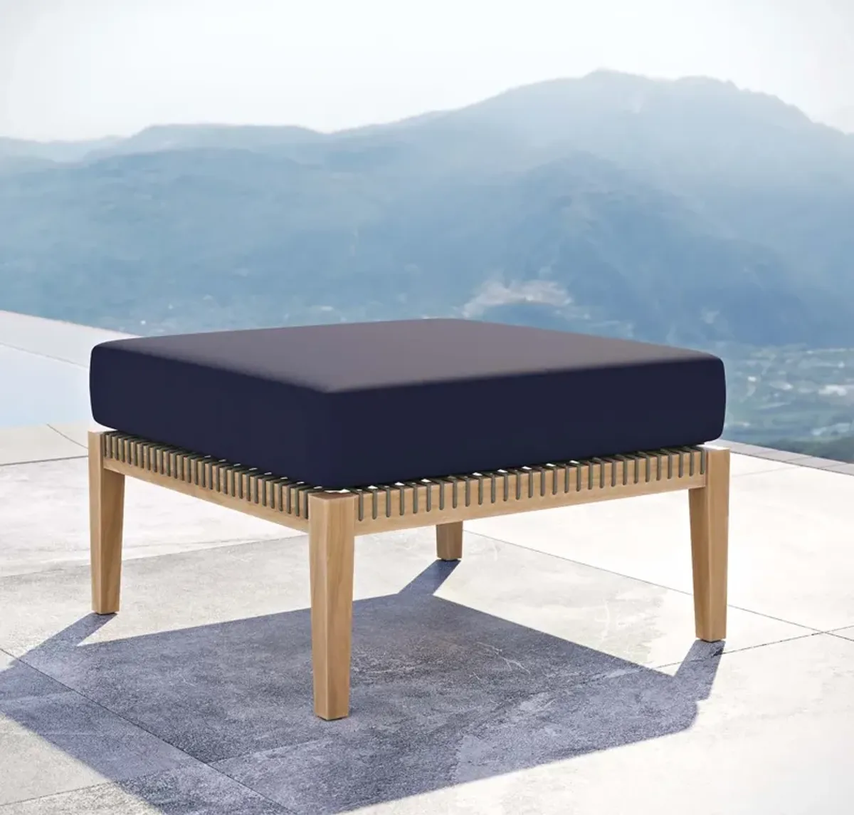 Clearwater Outdoor Patio Teak Wood Ottoman