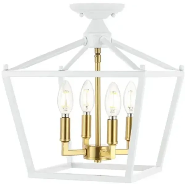 Plains 4-Light Iron Modern Farmhouse Pagoda LED Semi Flush Mount Lantern