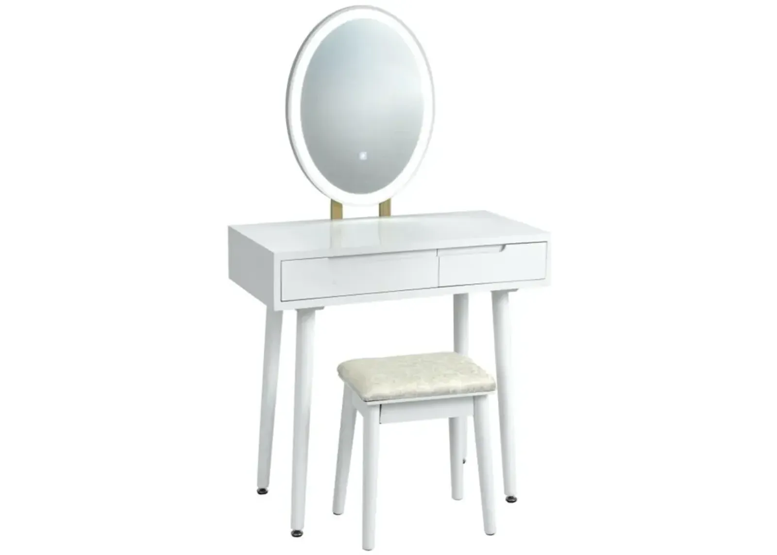 Hivvago Touch Screen Vanity Makeup Table Stool Set with Lighted Mirror