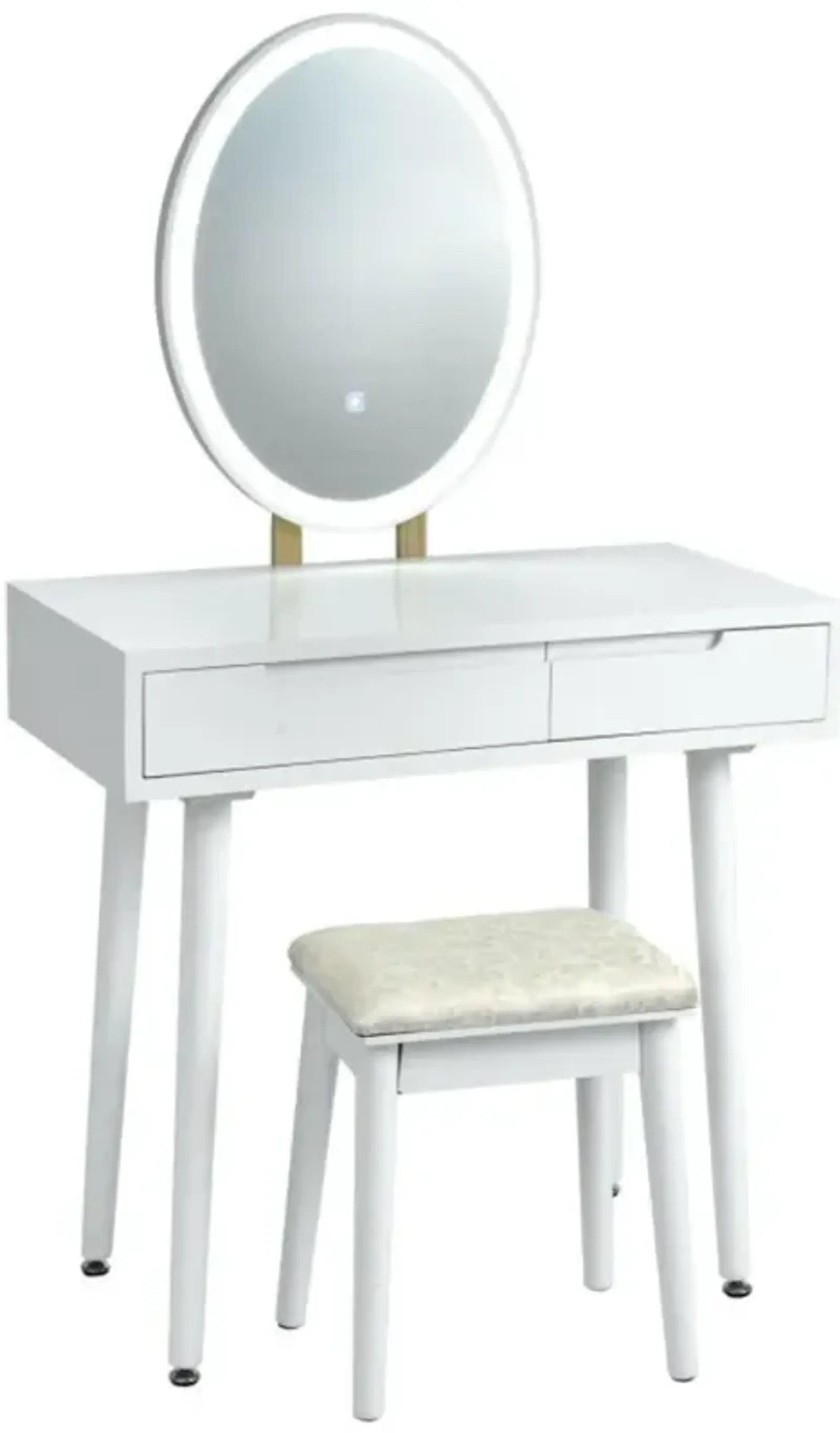 Hivvago Touch Screen Vanity Makeup Table Stool Set with Lighted Mirror