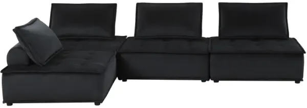Streamdale Anna Black Velvet 4 Piece Sectional Sofa