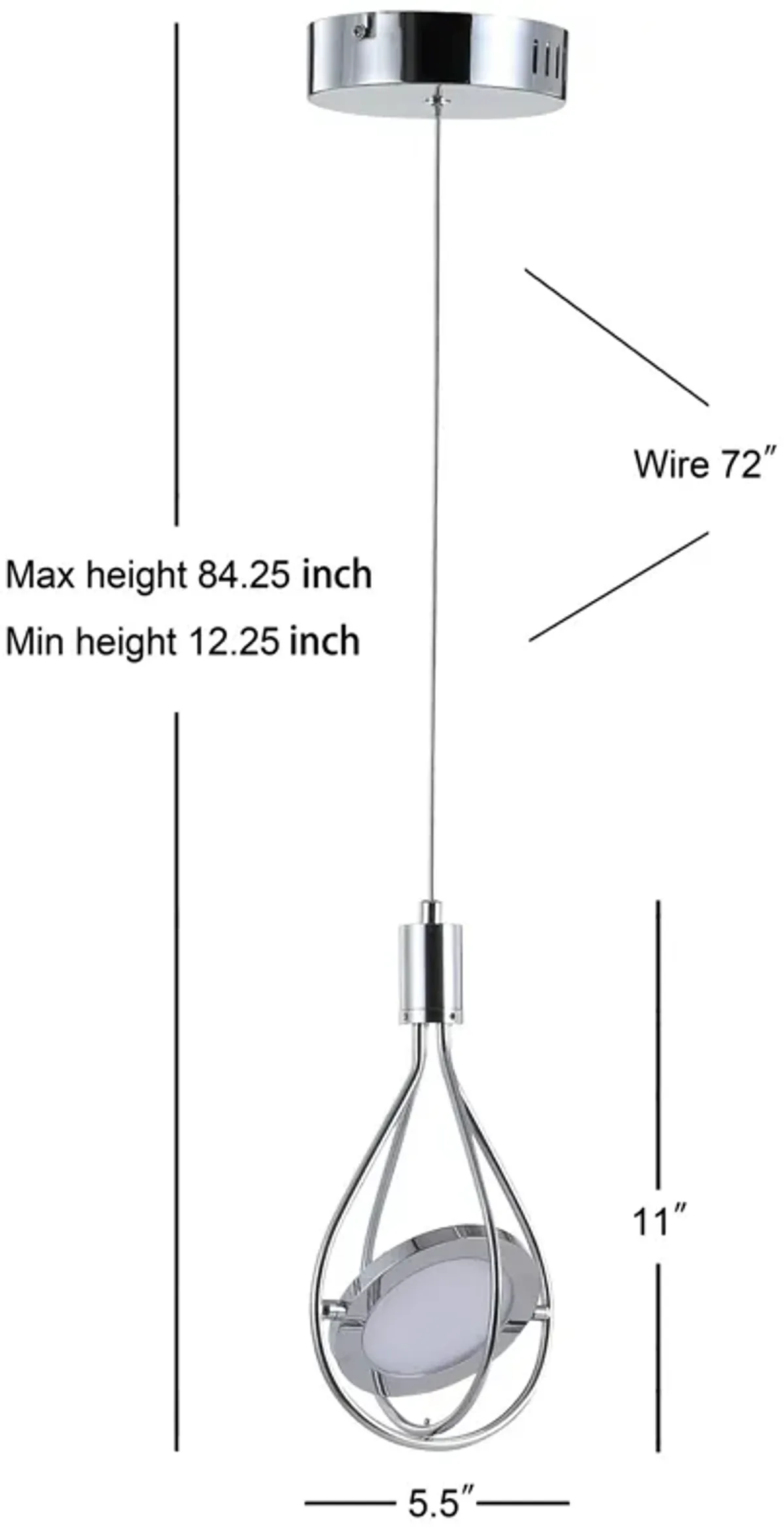 Orion 5.5" Adjustable Modern Integrated 1-Light Cluster LED Metal Pendant, Chrome