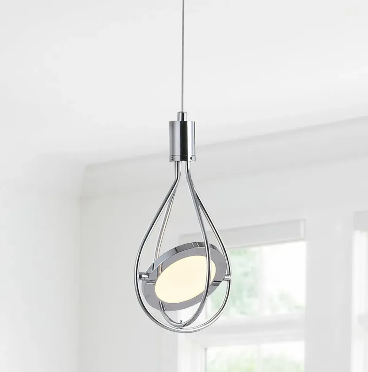 Orion 5.5" Adjustable Modern Integrated 1-Light Cluster LED Metal Pendant, Chrome