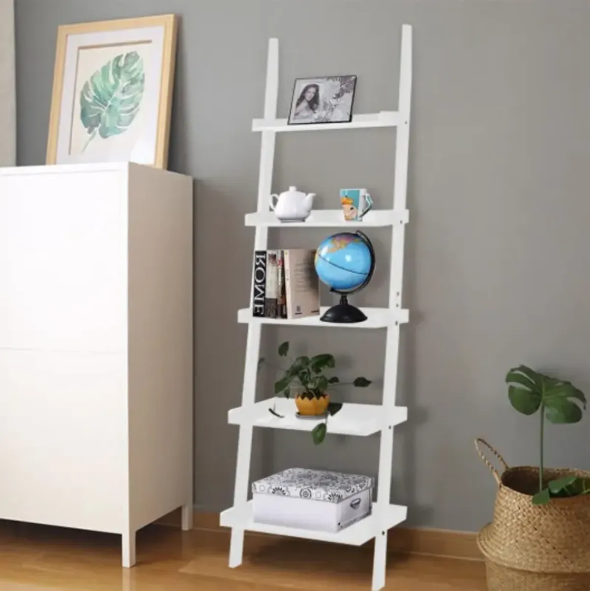 5-Tier Leaning Wall Display Bookcase