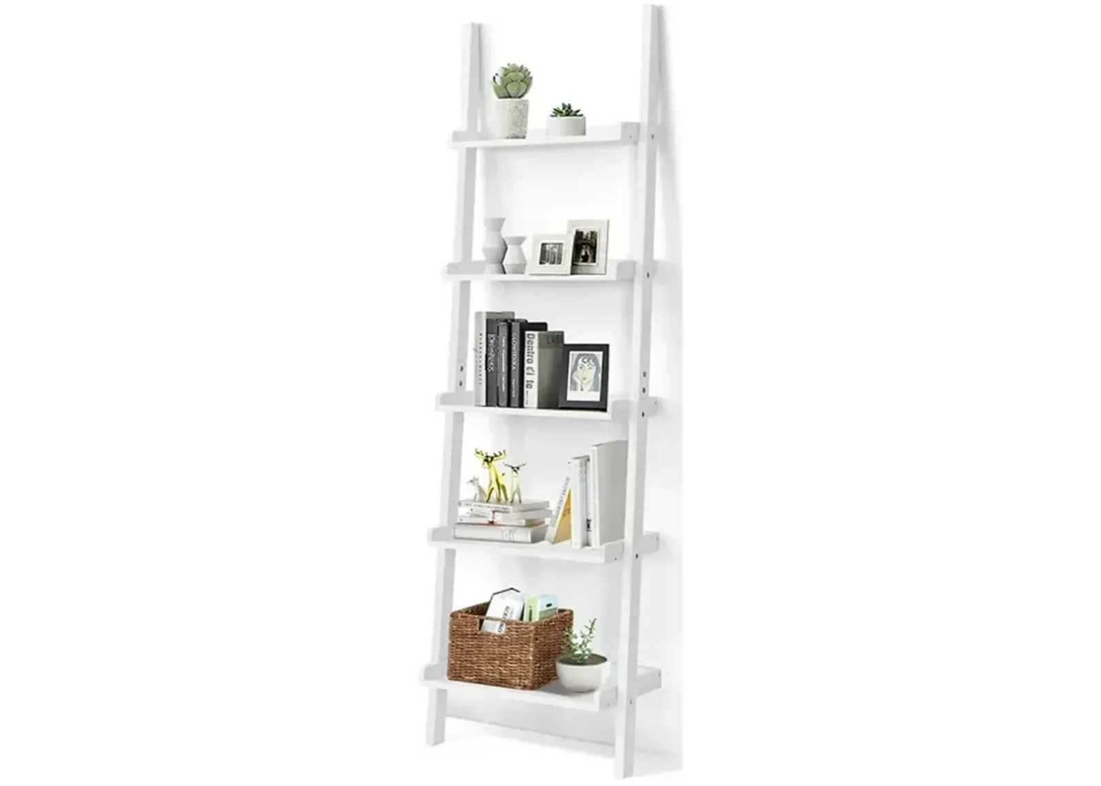 5-Tier Leaning Wall Display Bookcase