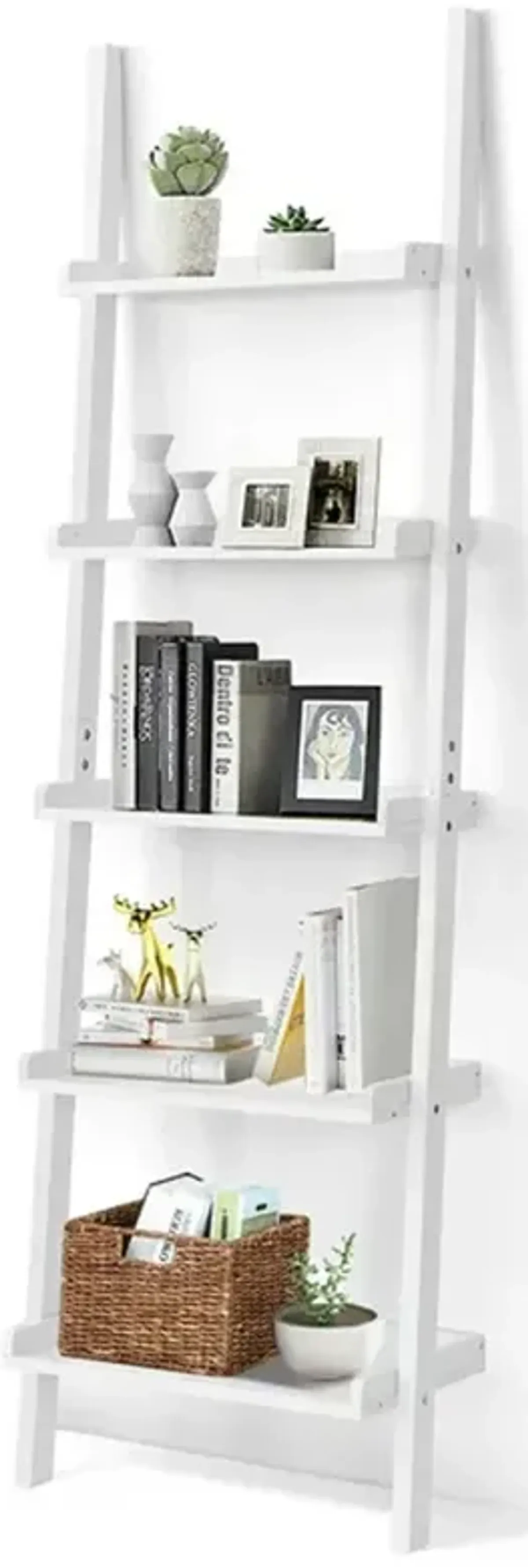 5-Tier Leaning Wall Display Bookcase