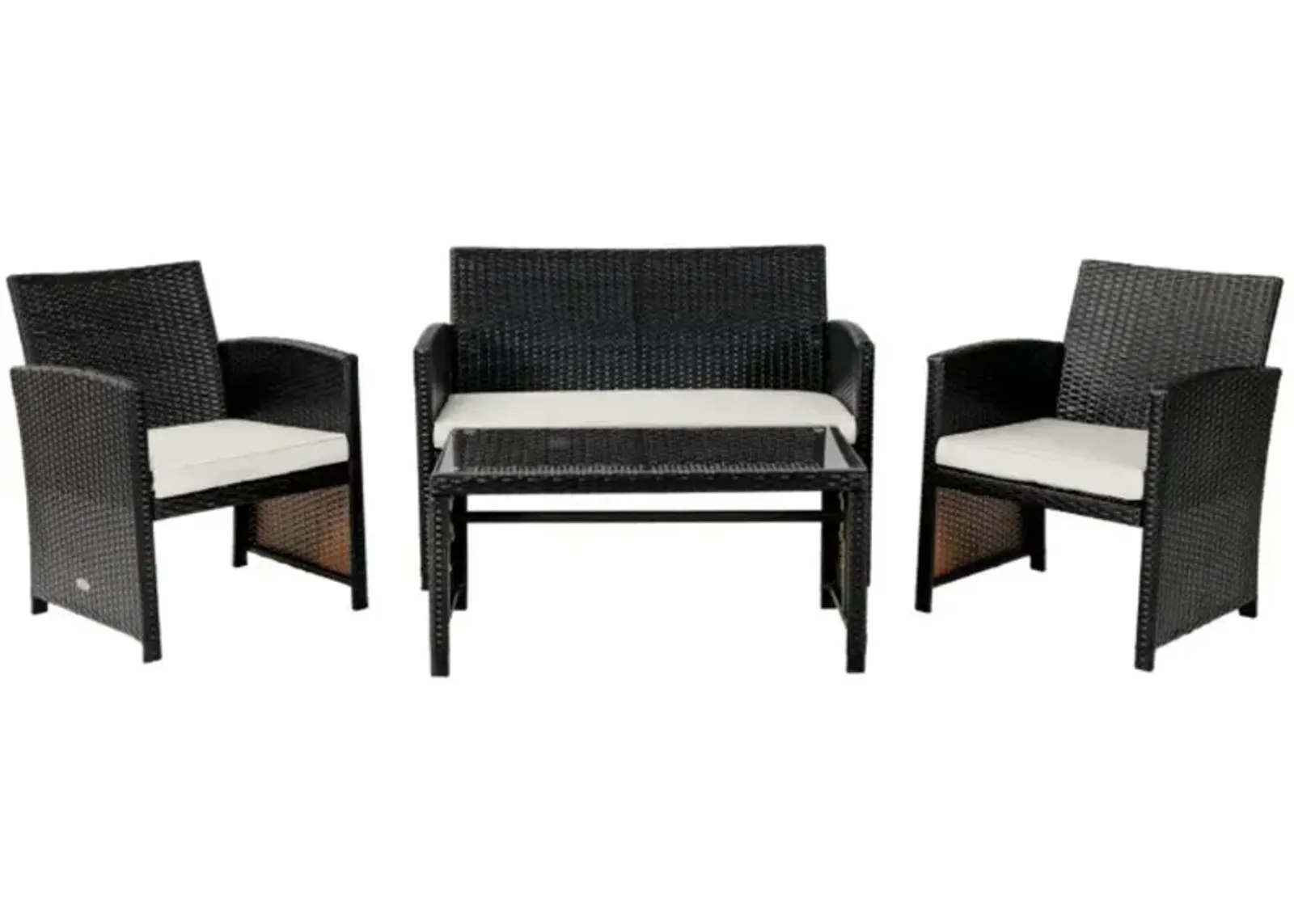 Hivvago 4 Pieces Patio Rattan Cushioned Furniture Set