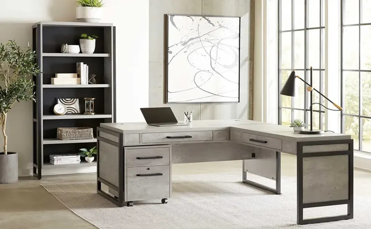 Mason Open L-desk and Writing Table in Grey