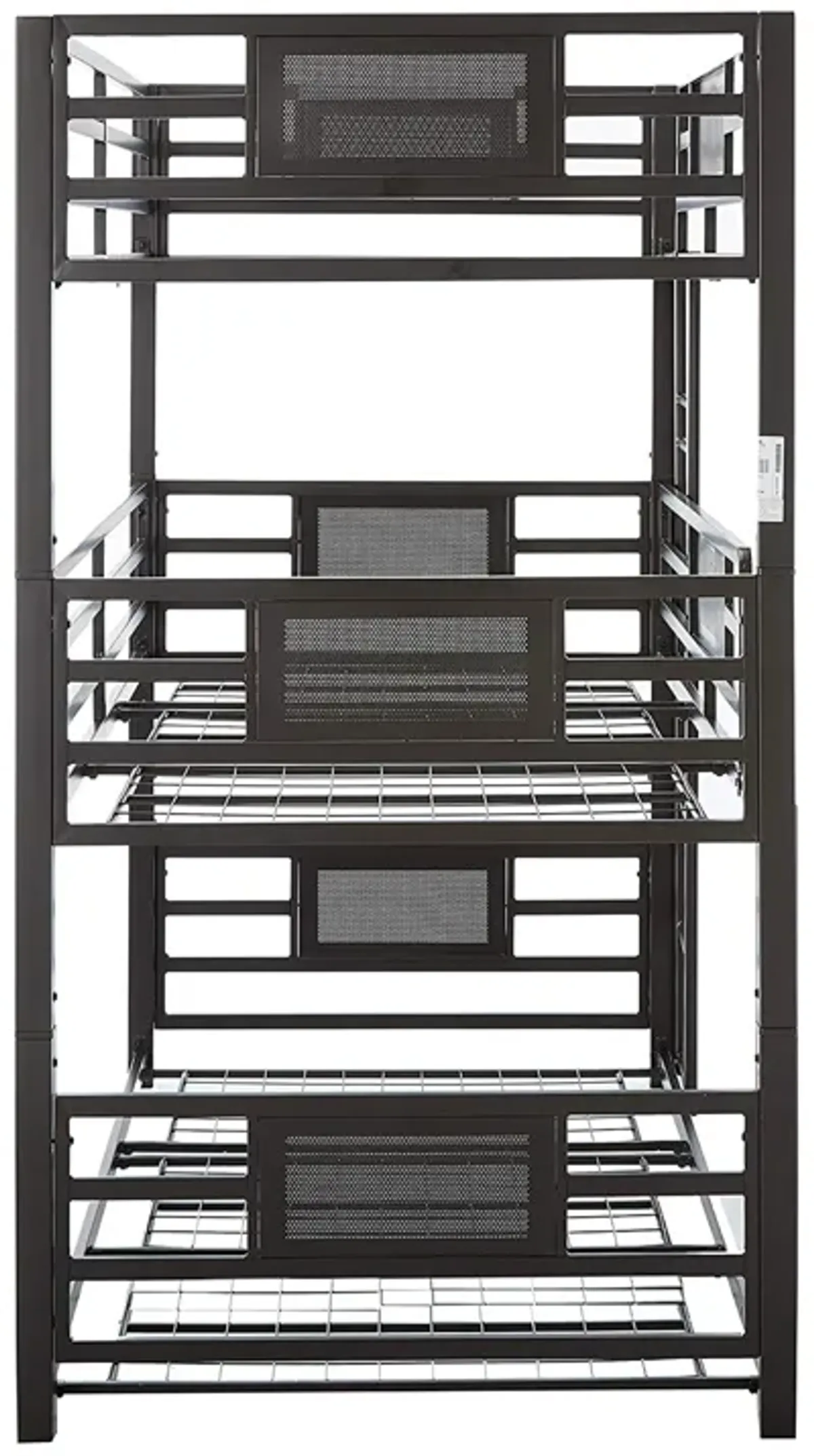 Metal Triple Bunk Bed with Built in Ladder, Bronze-Benzara