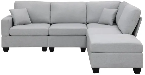 5-Seat Modern Sectional Sofa with Convertible Ottoman