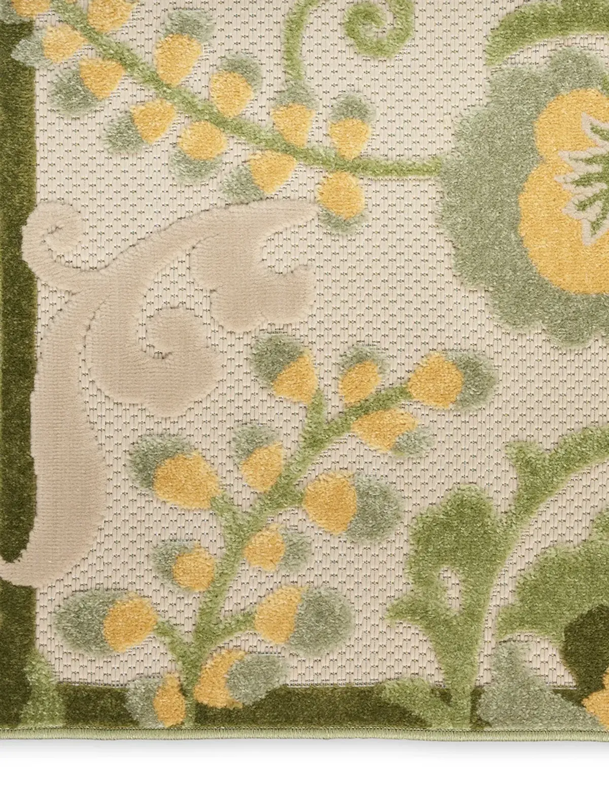 Aloha ALH17 Ivory/Green 5'3" x Round Rug