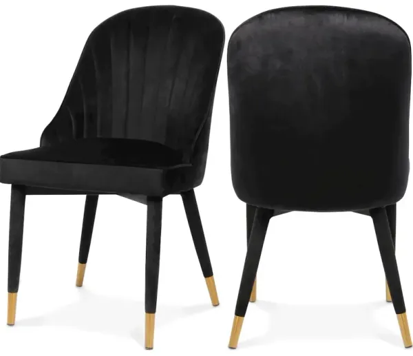 Meridian Furniture Belle Black Velvet Dining Chair, Set of 2