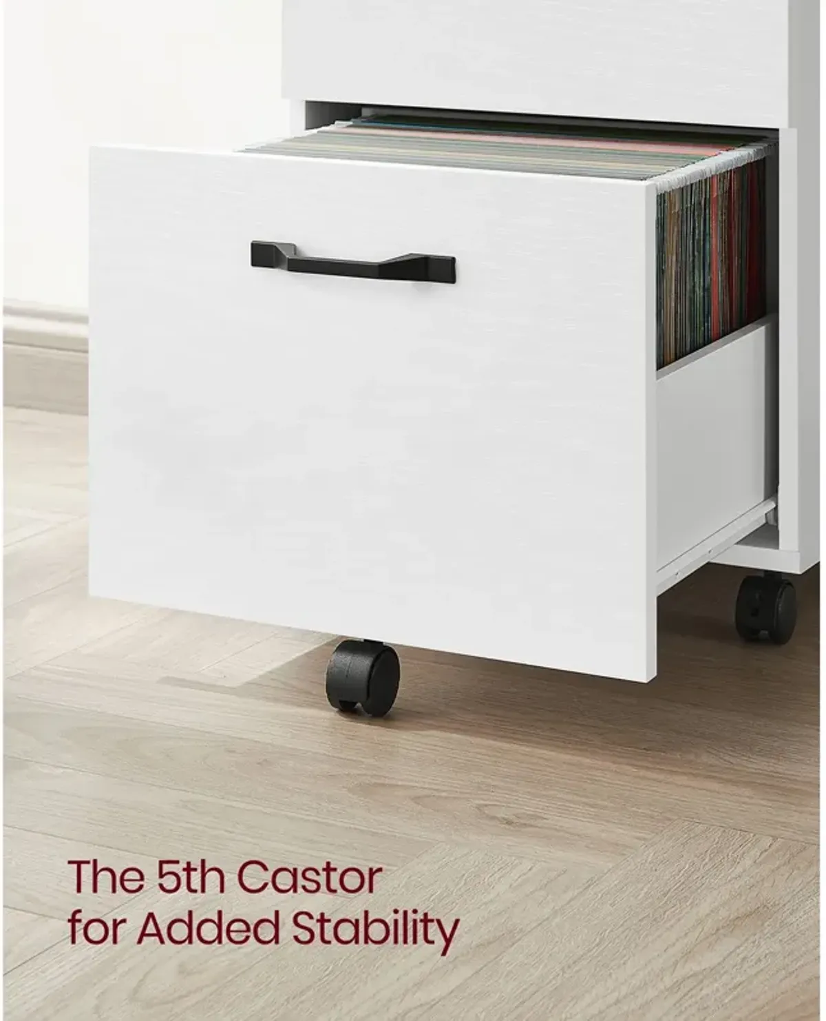 Rolling File Cabinet with 2 Drawers for A4 and Letter-Sized Documents