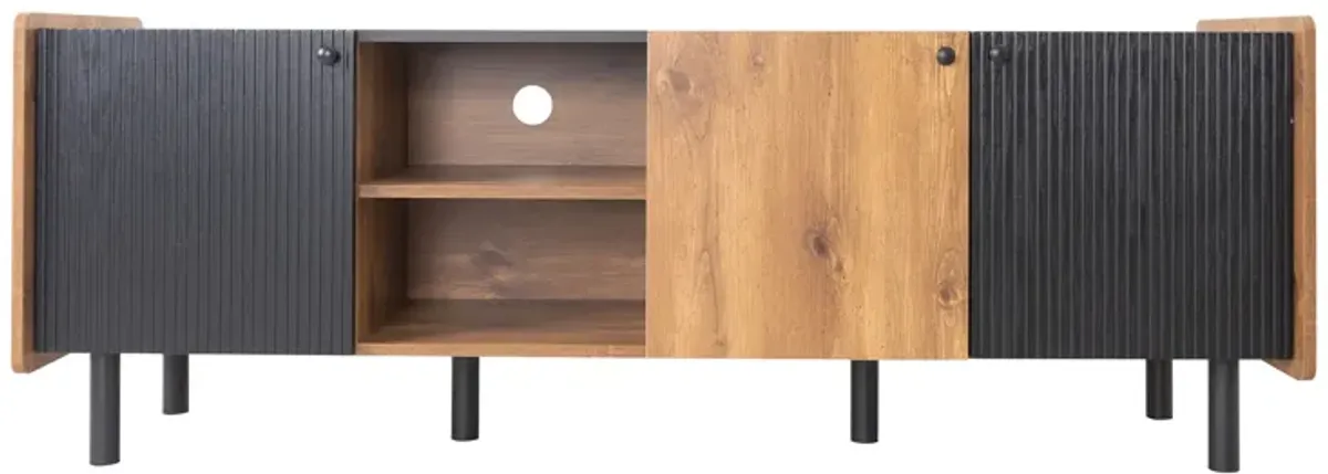 Merax Mid Century TV Stand with 3 Cabinets Media Console Table