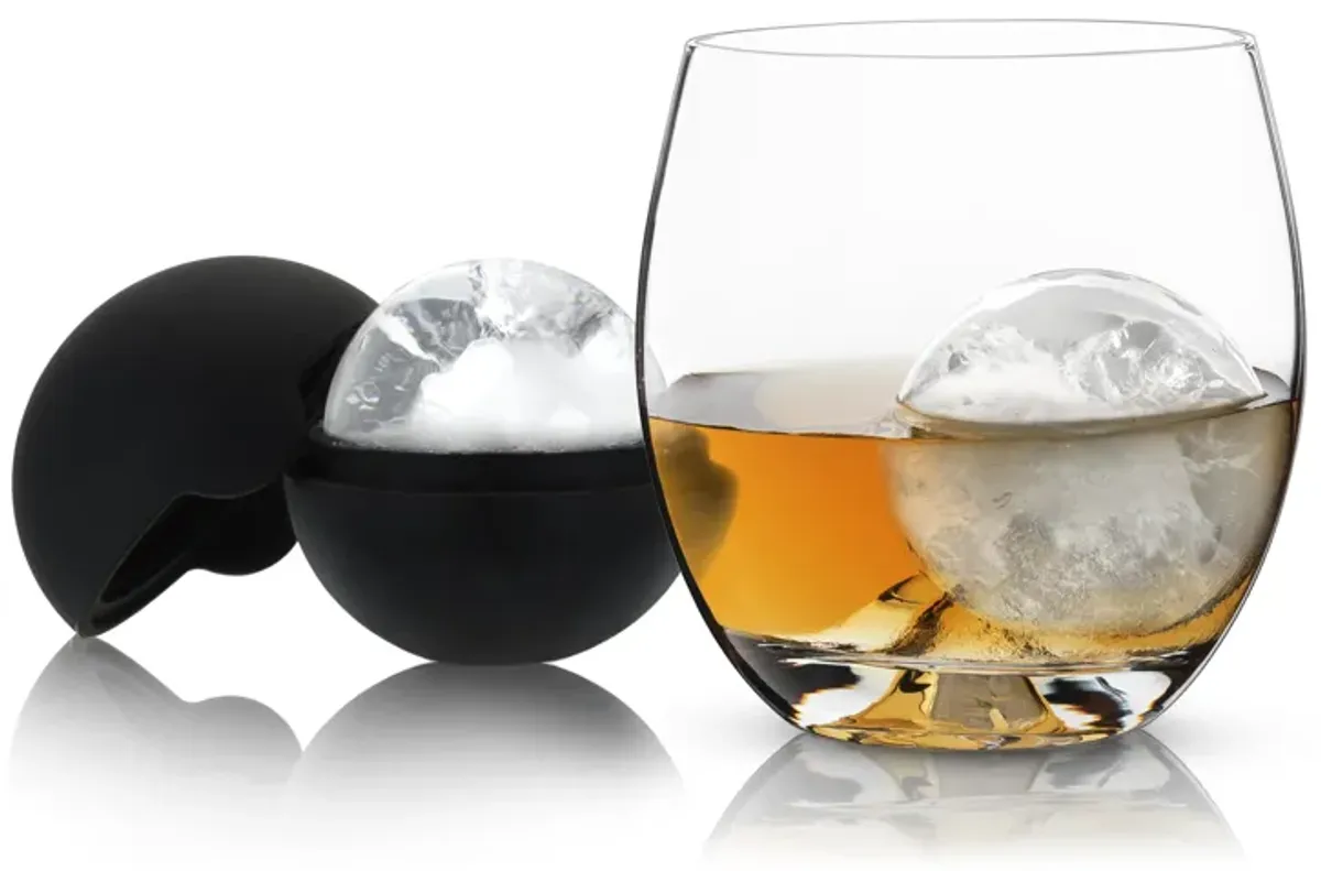 4-Piece Ice Sphere Mold and Crystal Tumbler Set