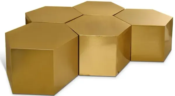 Meridian Furniture Hexagon Brushed Gold Coffee Table