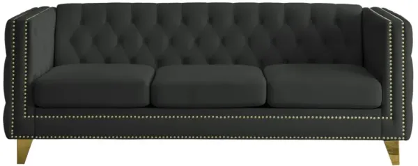 Velvet Sofa for Living Room,Buttons Tufted Square Arm Couch, Modern Couch Upholstered Button and Metal Legs, Sofa Couch for Bedroom
