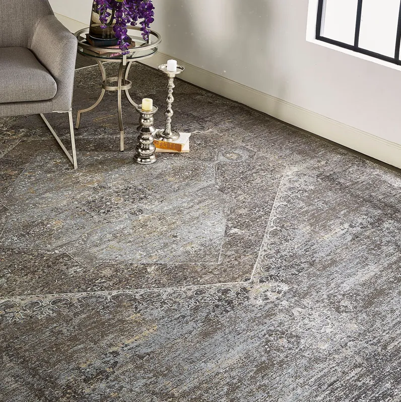 Sarrant 3963F Gray/Silver/Ivory 2'8" x 12' Rug