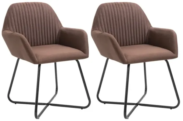 vidaXL Dining Chairs 2 pcs Brown Fabric