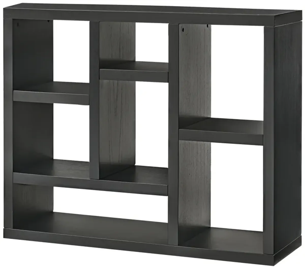 35.63 in.Tall Black Wood 7-Shelf Bookcase with Shelve