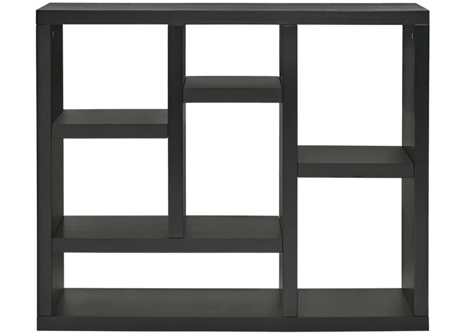 35.63 in.Tall Black Wood 7-Shelf Bookcase with Shelve