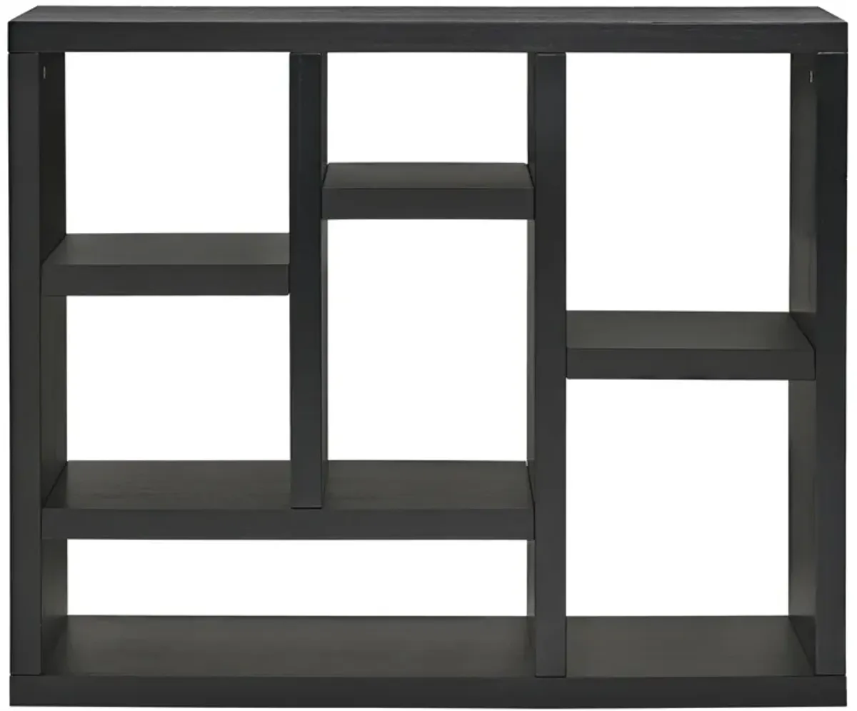 35.63 in.Tall Black Wood 7-Shelf Bookcase with Shelve