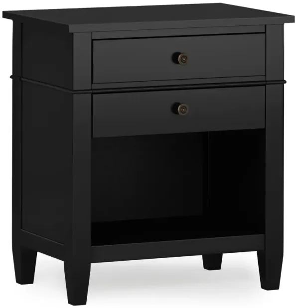 Carlton SOLID WOOD 24 inch Wide Contemporary Bedside Nightstand Table in Black