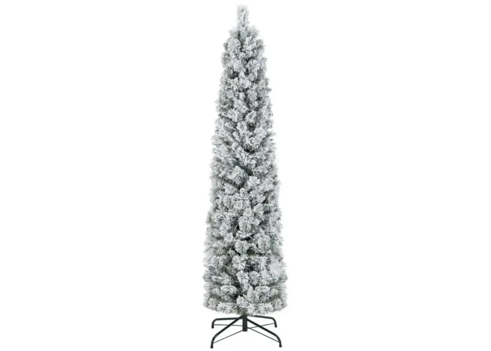 Christmas Tree with 258 Branch Tips and 100 Incandescent Lights-Flocked and Slim