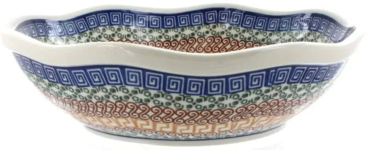 Blue Rose Polish Pottery Hummingbird Large Scallop Bowl