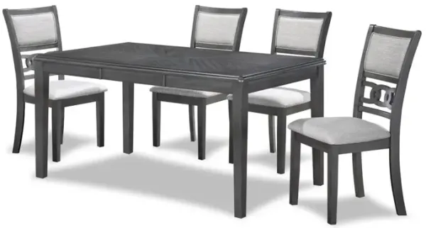 New Classic Furniture Gia 5-Piece 60 Wood Rectangle Dining Set with 4 Chairs in Gray